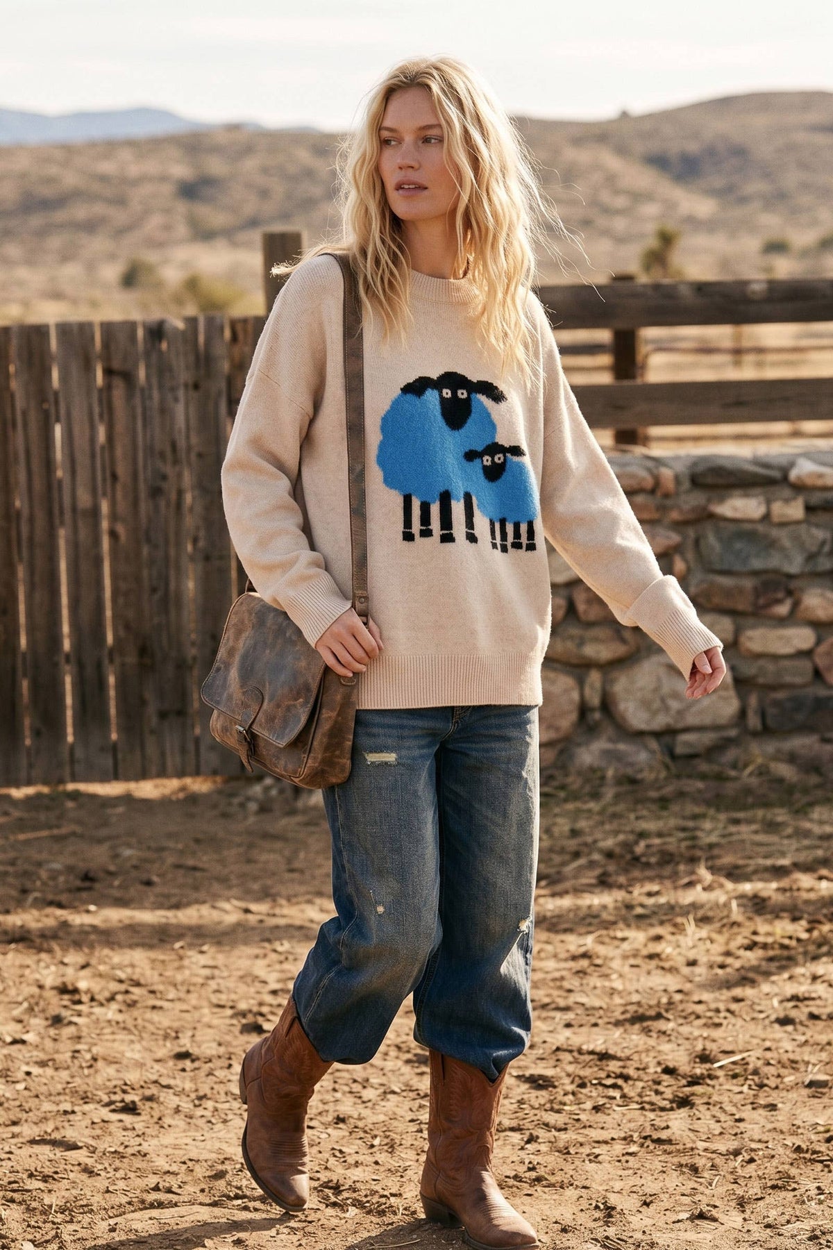 Sheep Graphic Oversized Sweater
