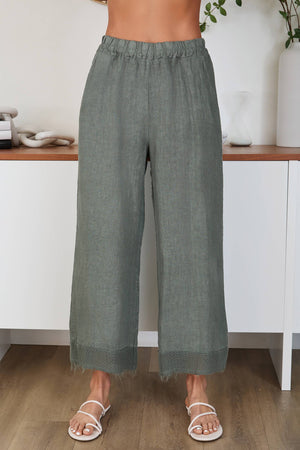 Mesh Hem Wide Leg Pants with Pockets