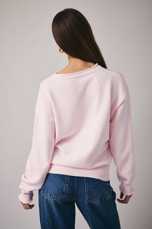 "Heart Martini" Roll-Up Neck Graphic Sweater