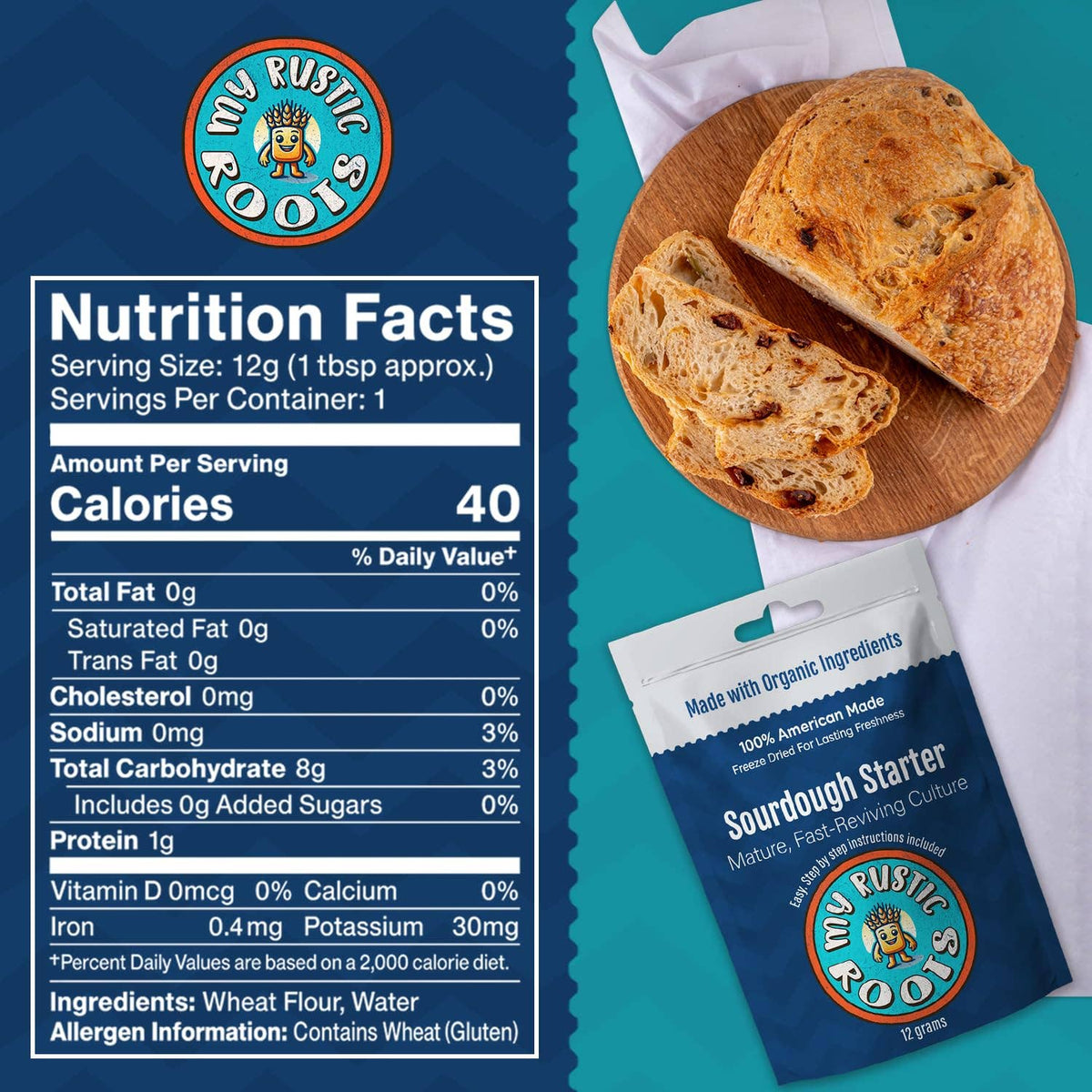 Organic Non-GMO Mature Sourdough Starter (12 g)