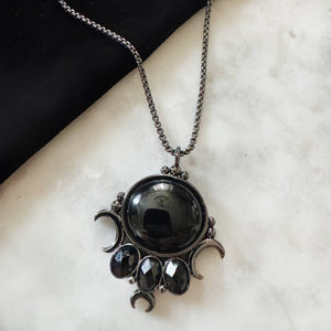 The Priestess Necklace - Obsidian /Hematite