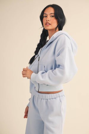 Cozy Fleece Oversized Crop Full Zip Hoodie