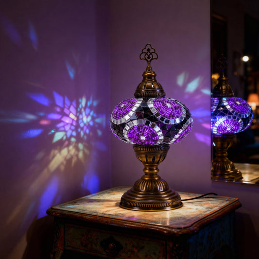 Turkish Mosaic Table Lamp (Purple)