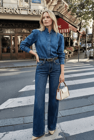 Adjustable Inseam High-Rise Relaxed Straight Leg Jeans