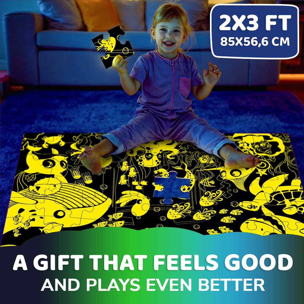 2x3 FT Giant Glow in Dark Puzzle - Ocean Joy