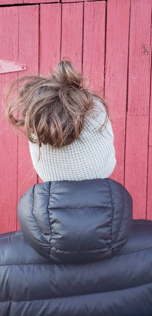 Upcycled Sweater Bun Beanie