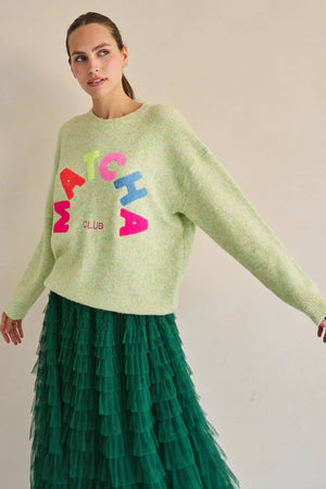 Matcha Club Patch Knit Sweater – Plus Size