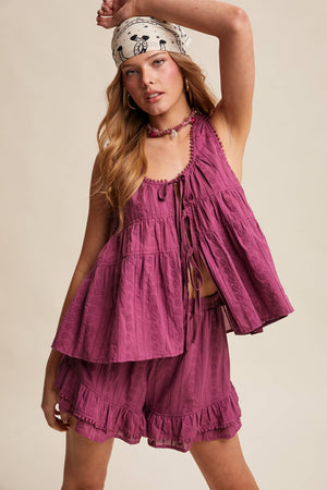 Embroidered Tiered Ruffle Set