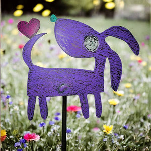 Dog with Heart Metal Garden Stake
