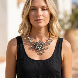 Chunky Aurora Borealis Crystal Collar Necklace | Handmade