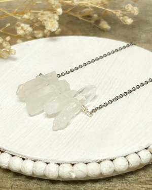 Quartz Point Gunmetal Necklace