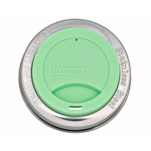 Silicone Drinking Lid with Stainless Steel Band for Mason Jars