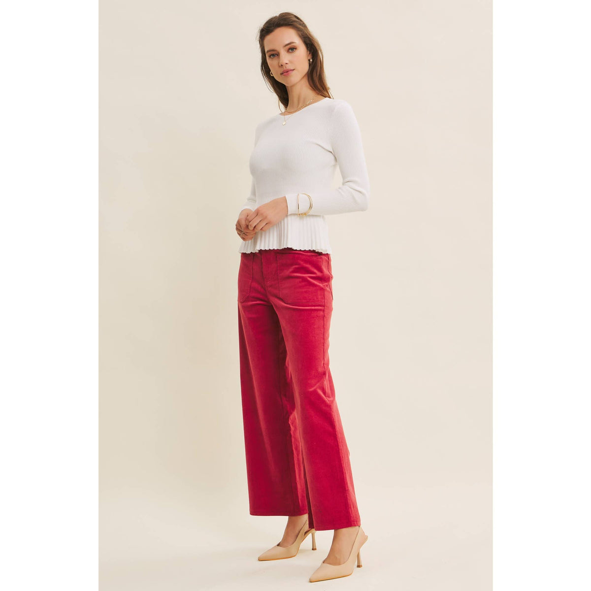Ribbed Peplum Sweater Top