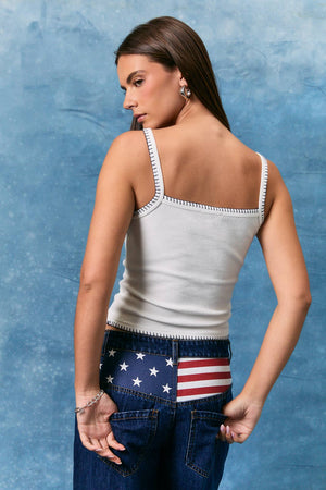 TANK TOP WITH AMERICAN FLAG ON FRONT