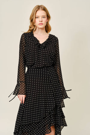 POLKA DOT RUFFLE BLOUSE