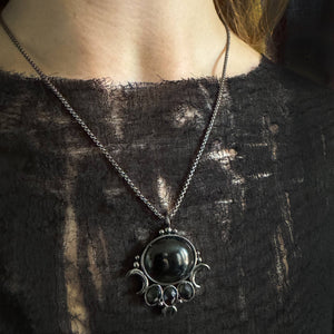 The Priestess Necklace - Obsidian /Hematite