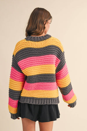 Multi Color Striped Sweater Knit Top