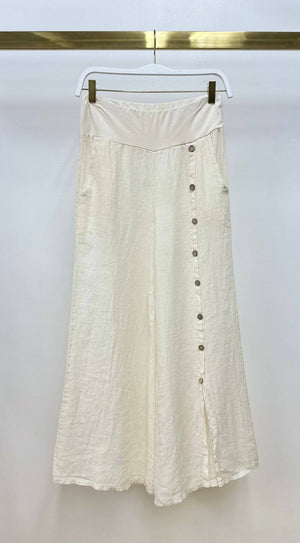 Linen Button Down Wide Leg Pant