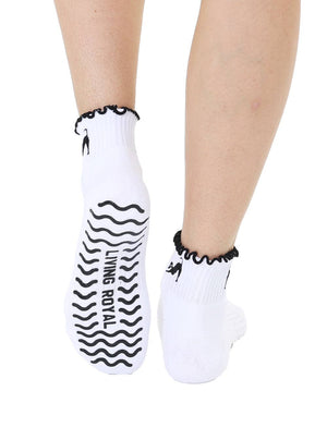 Downward Dog Grip Ankle Socks – White