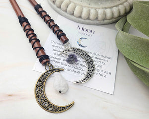Gemstone Moon Hair Sticks - Moon / Wisdom