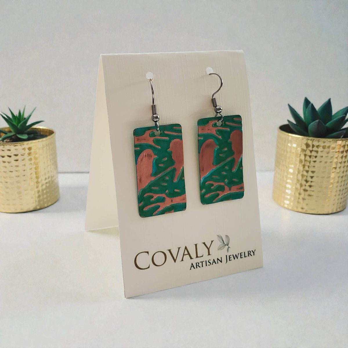 Brass & Crazy Lace Agate Oval Earrings