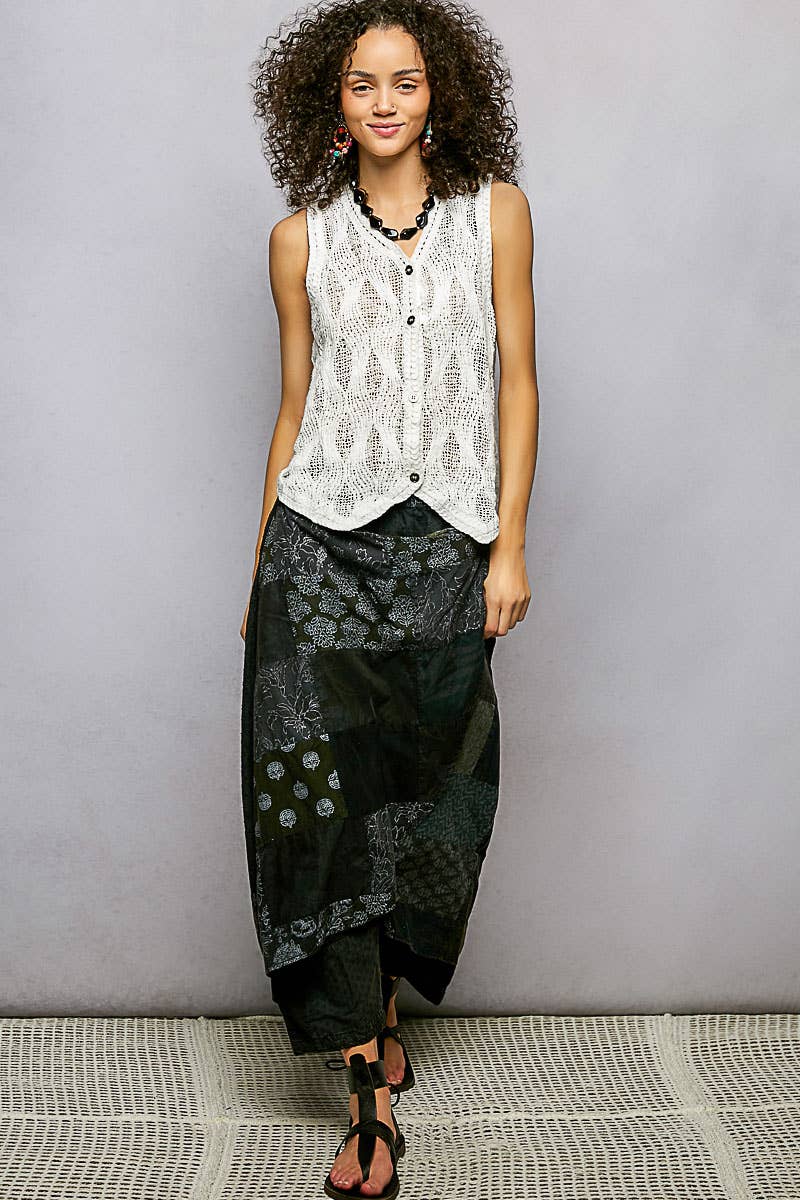 Over Wrapped Cotton Three Quarter Pants