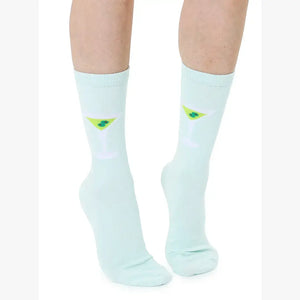 Martini Glass 3D Crew Socks – Green