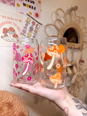 Retro Floral Mushroom Glass Cup