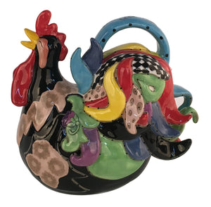 Funky Black Rooster Figurine