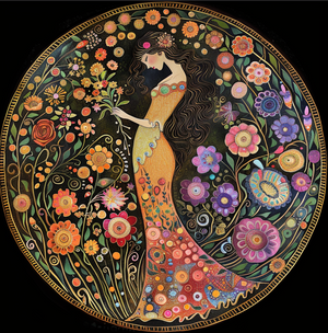 Spring Magic Garden Goddess Tambourine Wall Accent