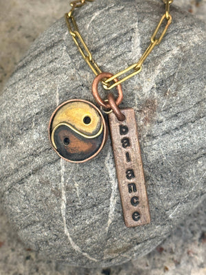 Balance and Yin-Yang Charm Necklace - Handmade by Survivors
