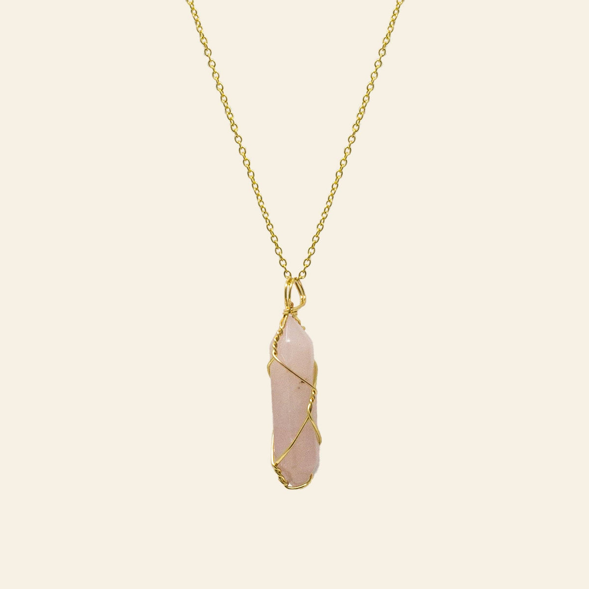 Wire Wrapped Crystal Point Necklace - Gold