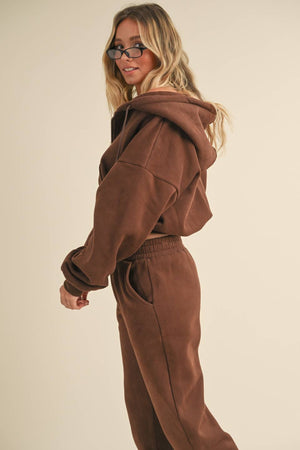 Cozy Fleece Oversized Crop Full Zip Hoodie
