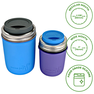 Silicone Drinking Lid with Stainless Steel Band for Mason Jars
