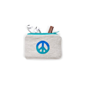 Peace Sign Blockprint Cotton Canvas Coin Purse