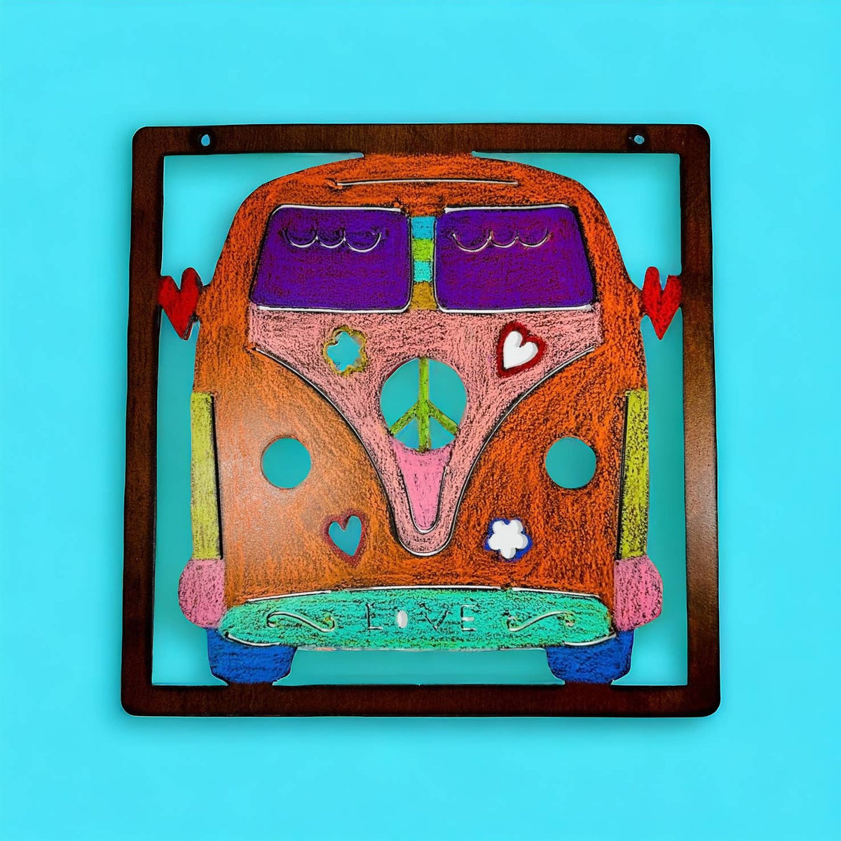Hippie Bus Recycled Metal Wall Sign