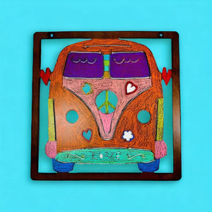 VW Bug Wall Sign Hippie gifts teen girl dorm room nursery