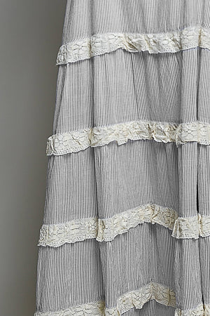 Shoulder Straps Striped Woven Maxi Dress