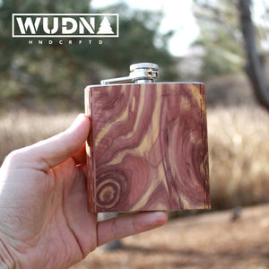 Wooden Hip Flask - 6 oz Stainless Steel