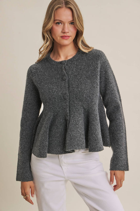 Parisian Afternoon Recycled Wool-Blend Peplum Sweater Top