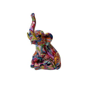 Floral Elephant Resin Tabletop Sculpture
