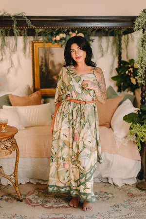 Fleur De Soleil Scarf with Magnolia Floral Print & Butterfly