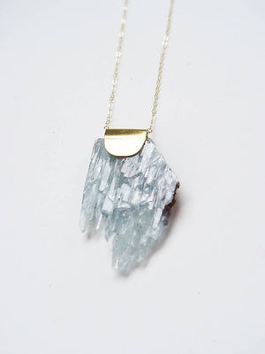 Blue Barite Crystal Gold Necklace