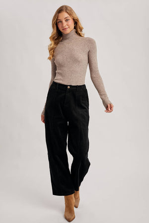 Seamless Ribbed Knit Turtleneck Sweater