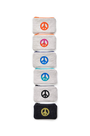 Peace Sign Blockprint Cotton Canvas Coin Purse