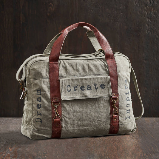 Dream Create Inspire Up-Cycled Canvas Weekender Bag