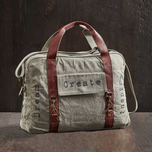 Dream Create Inspire Up-Cycled Canvas Weekender Bag