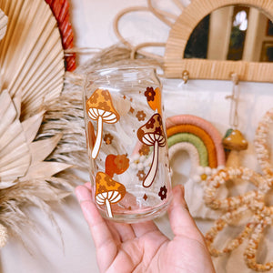 Retro Floral Mushroom Glass Cup