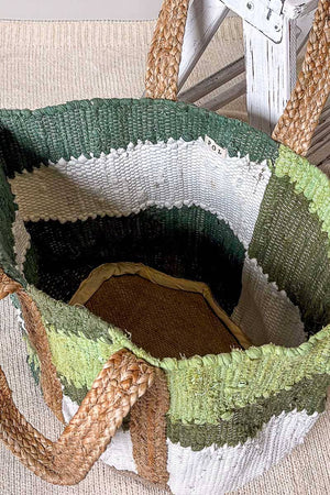 Handwoven Textured Bohemian Style Casual Green Tote Bag