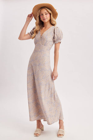 Floral Print Surplice Maxi Dress
